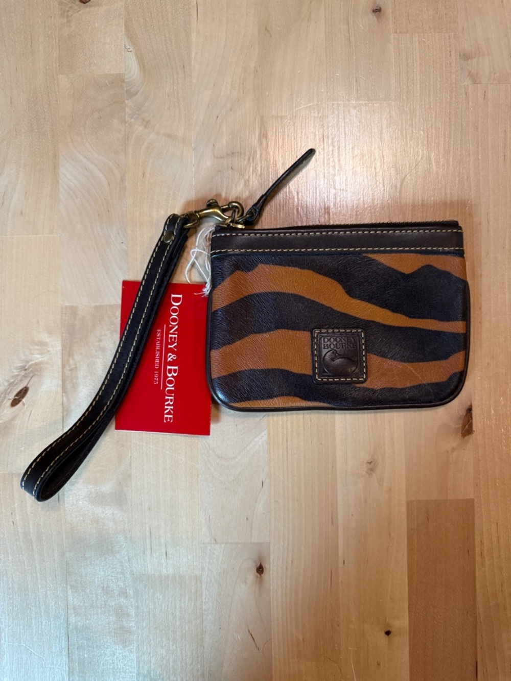 Dooney & Bourke Brown and Black Zebra Print Wristlet